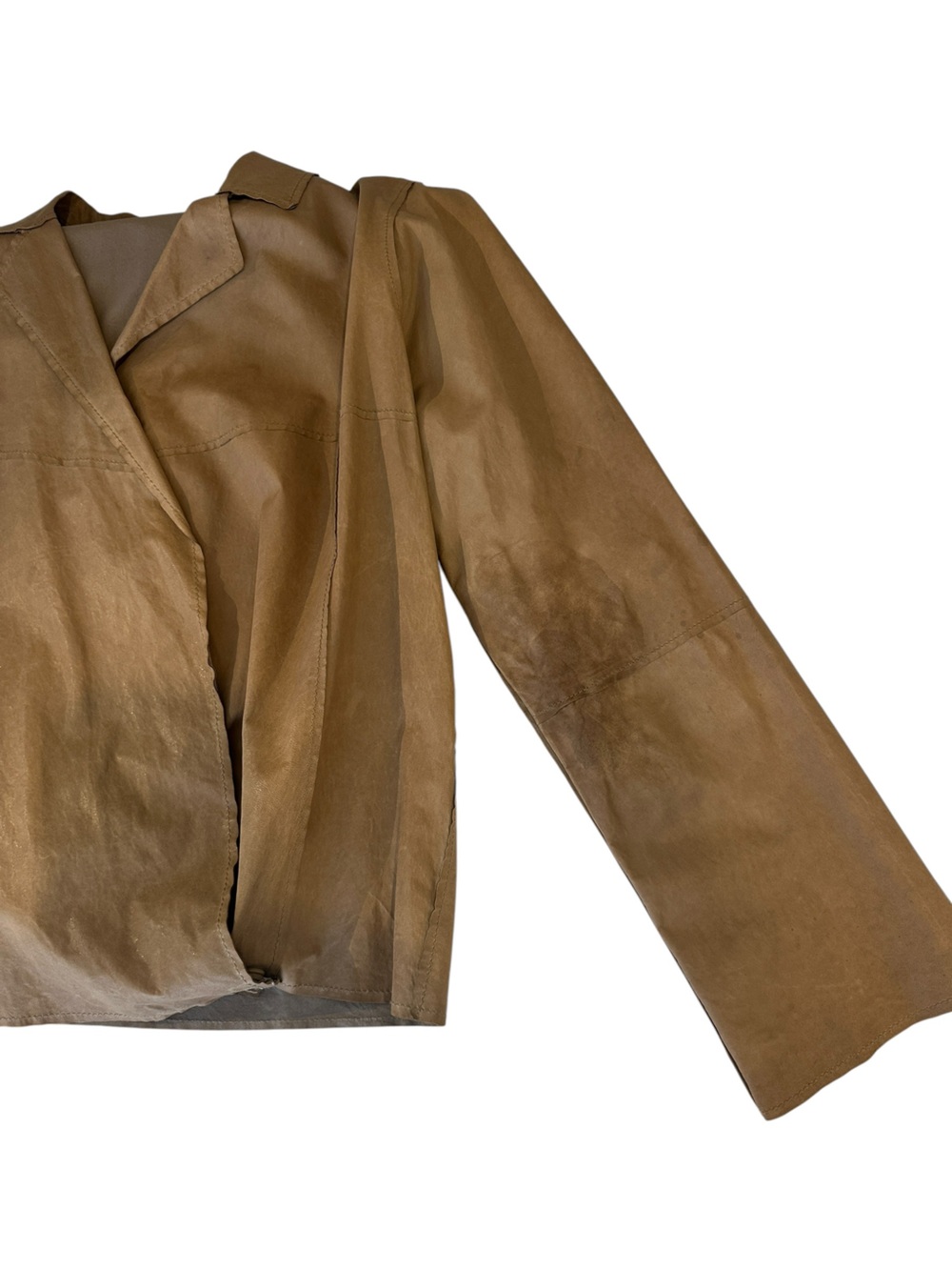 Annette Görtz Vibi 100% Lamb Leather Wrap Jacket Taupe EU 38 US 8 Germany - Picture 7 of 13